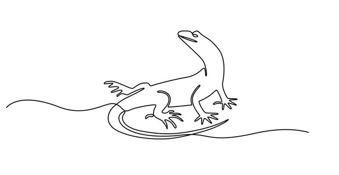 Abstract Lizard. Self drawing animation one continuous line draw, logo, Animated self drawing of world lizard day video design illustration. Animal world day themes design concept in simple linear