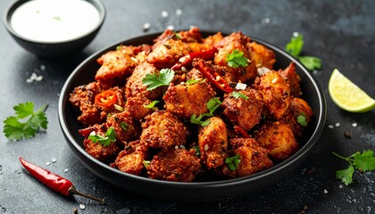 Goan Pork Chilly Fry Bites. Traditional Indian Food