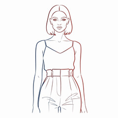 Woman standing in tank top high pants