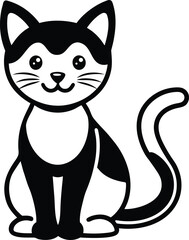 Fototapeta premium cute cartoon cat sitting illustration with bold simple lines