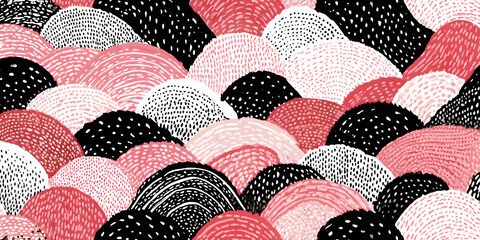 Playful baby wavy pattern with pink lines on a seamless hand drawn background for textile design