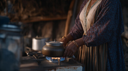 Household scene with people using liquefied petroleum gas appliances, practical daily life moment emphasizing efficiency, clean fuel use, and modern living comfort. cinematic color correction,