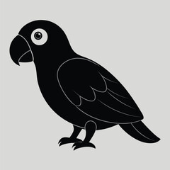 Fototapeta premium black parrot illustration side view isolated on gray background
