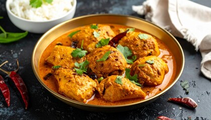 Chicken Bhuna Curry. Traditional Indian Food
