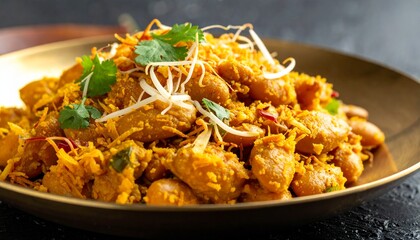 Sev Usal Curry Close-Up. Traditional Indian Food