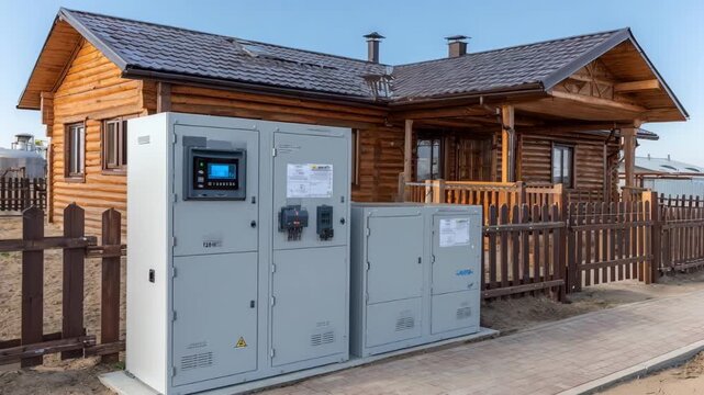 Medium shot of a rural electromagnetic pulse shielding system installed near a farmhouse emphasizing reliable protection of electronic equipment in remote countryside settings.