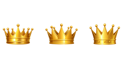 Minimalist Golden Crown Icon, Flat Modern Royal Symbol, Isolated on White Background