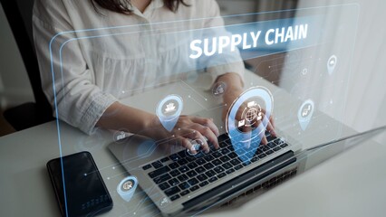 Supply chain processes with data-driven logistics, transportation, and distribution. enhances operations. Supply chain improves efficiency. Supply chain integrates logistics and delivery. Muxer