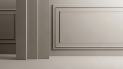 a close up of a gray wall with molding on it and a doorway high quality professional detailed modern elegant stylish clean crisp vibrant colorful digital