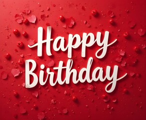Happy birthday typography with red color background.