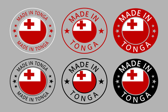 Tonga Made in Stamp in circle with flag Vector template on white background