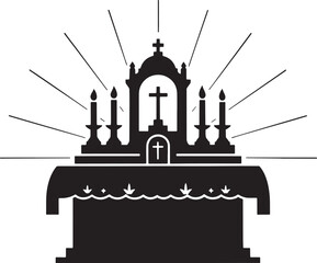 Obraz premium Religious Altar with Crosses and Candles Silhouette Design