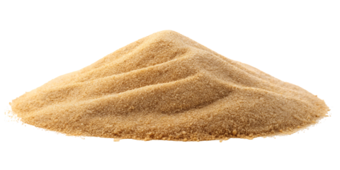 Pile of brown sugar on white background isolated on a transparent background heap mound