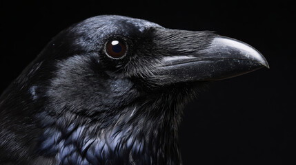 Obraz premium Close-Up Portrait of a Black Bird with Striking Eye