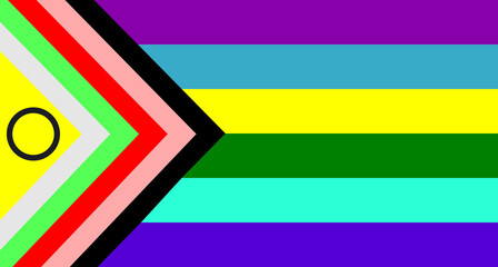 Inclusive Progress Pride Flag with Intersex Symbol