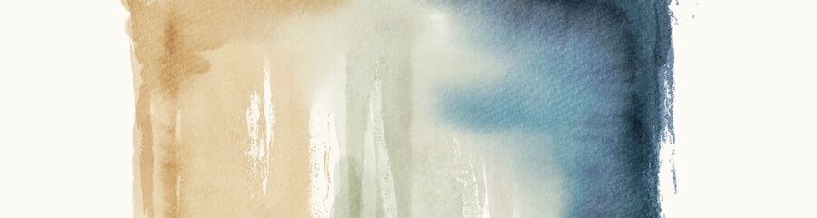 Hand painted watercolor wash blending blue and beige tones, creating a calm abstract background for modern design and artistic projects. Vector