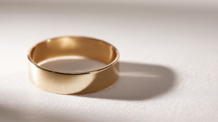 Gold bracelet, sleek and lustrous, showcased solo on plain white surface for product focus
