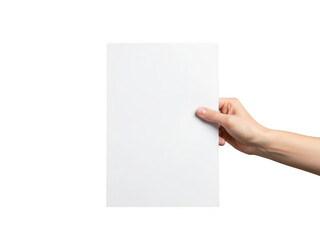 Obraz premium Hand holding blank paper isolated on transparent background
