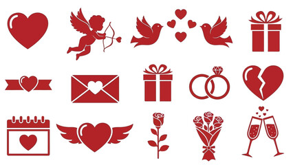 A heartwarming collection of vector icons representing profound valentine love and romantic gestures, perfect for celebrating deep affection and sentimental moments