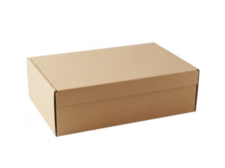 Brown cardboard shipping box isolated on transparent background