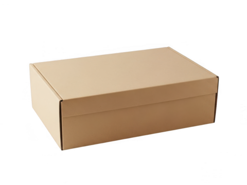 Brown cardboard shipping box isolated on transparent background - Powered by Adobe