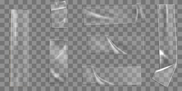clear plastic sheets with wrinkles on a gray and white checkered background