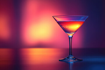Martini glass filled with red liquid.