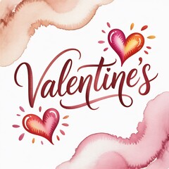 Valentines Day Vector Illustration With Hearts And Watercolor Background For Greeting Cards