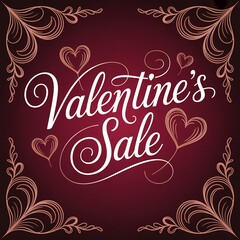 Vector Valentines Sale Illustration With Hearts And Floral Frame For Marketing And Advertising