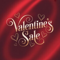 Golden Valentines Sale Text With Hearts On Red Background Vector Illustration For Valentines Day Marketing And Advertising