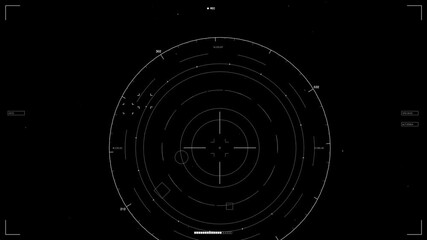 Sci-fi hud animation for web designers and videographers with circular patterns and lines in a dark background setting
