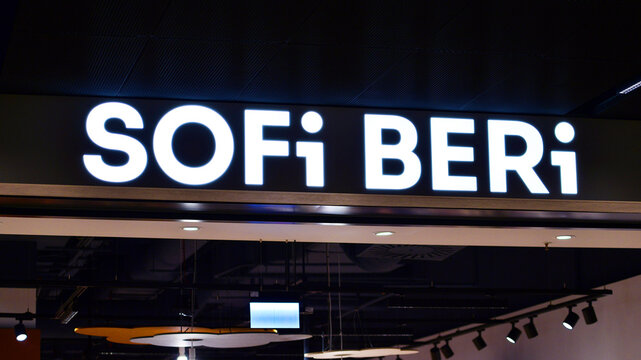 Warsaw, Poland. 5 January 2026. Urban landscape. Neon sign with the inscription: Sofi Beri