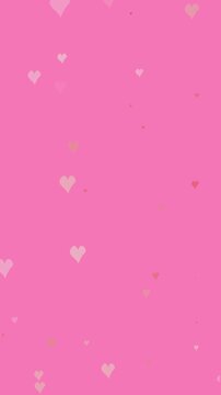 Animaci&oacute;n con fondo rosa y corazones cayendo hac&iacute;a abajo.