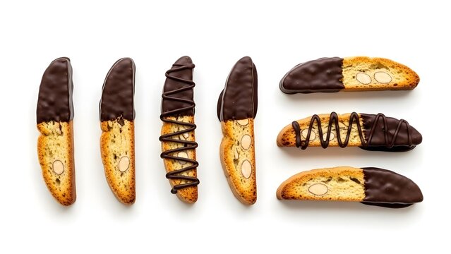 Artisan biscotti cookies with decadent chocolate coating, a delicious treat! 
