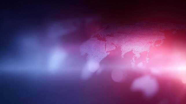 Breaking news live background template with digital world map, broadcast screen saver