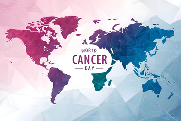 World Cancer Day Global Awareness Background with Colorful World Map