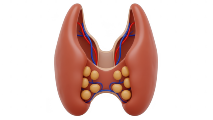 Detailed anatomy of kidneys with nephrons
