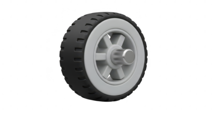 Single wheel with tire and hub