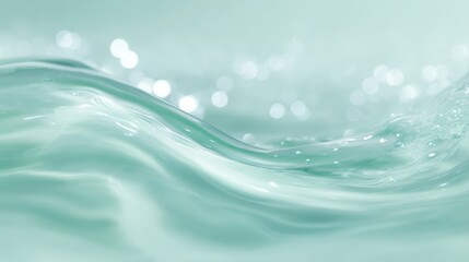 transparent water waves with sunlight, aqua mint liquid texture, summer nature banner with copy space, bubbles and splashes