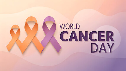 World Cancer Day Awareness Banner with Multicolor Cancer Ribbons