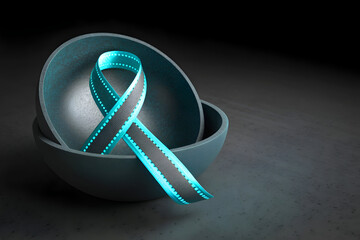 Teal Ribbon Cancer Awareness Concept with Minimal Dark Healthcare Styling
