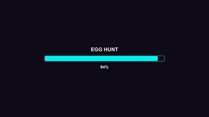 Easter theme progress bar animation showing egg hunt completion reaching one hundred percent