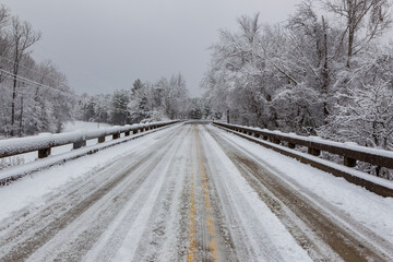 Silent Snowfall Over a Tranquil Winter Landscape