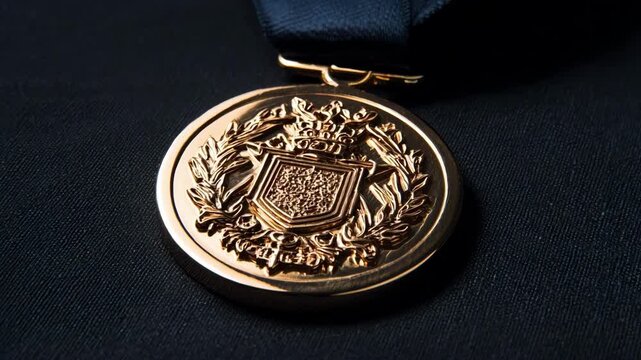 Singlesided medallion with bold embossed logo captured in medium shot to reveal sharp craftsmanship and elegance for prestigious honors.