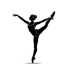 Obraz premium Silhouette of female ballet dancer posing Isolated On Transparent Background.