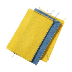 Stack of yellow and blue fabric pieces
