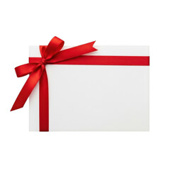 Elegant white gift box with red ribbon