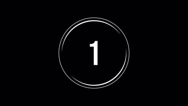 4K 5 Second Countdown Timer. Digital Circle Animation 5 to 0 on Black Background for Promos and Video Intros 4k video animation seamless loop