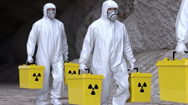 Cave crew diligently transfers radioactive materials amid urgent safety procedures