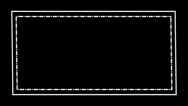 Clean white rectangular border with dashed inner line isolated on transparent background for design